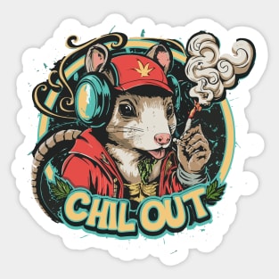 Chill Out: Hip Hop Rat Art Piece Sticker